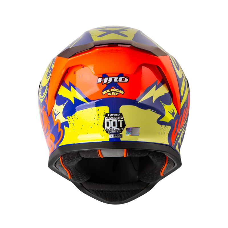 Casco moto hro 506 black cat az am.n integral norma DOT