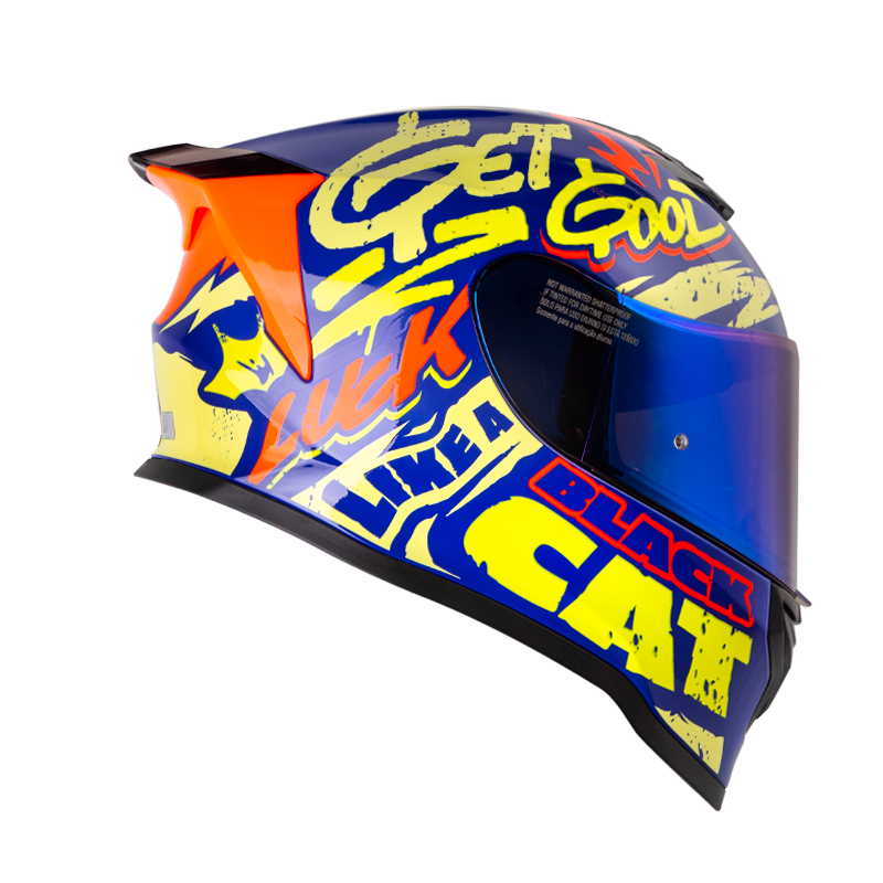 Casco moto hro 506 black cat az am.n integral norma DOT