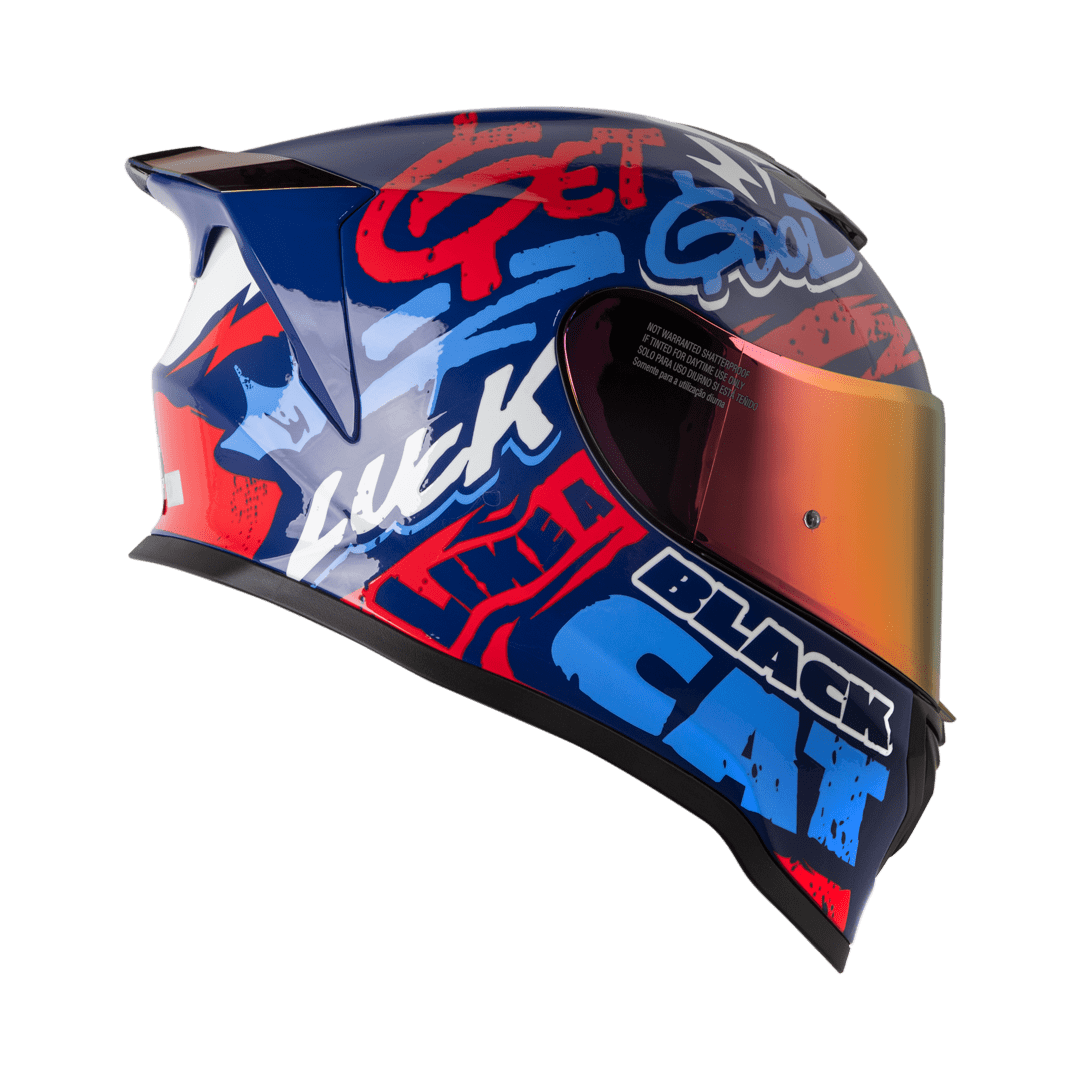 Casco moto hro 506 black cat az integral norma DOT