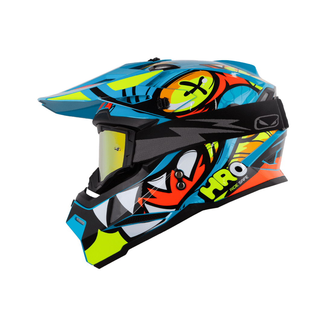 Casco moto hro MX03 riolu az enduro motocross offroad