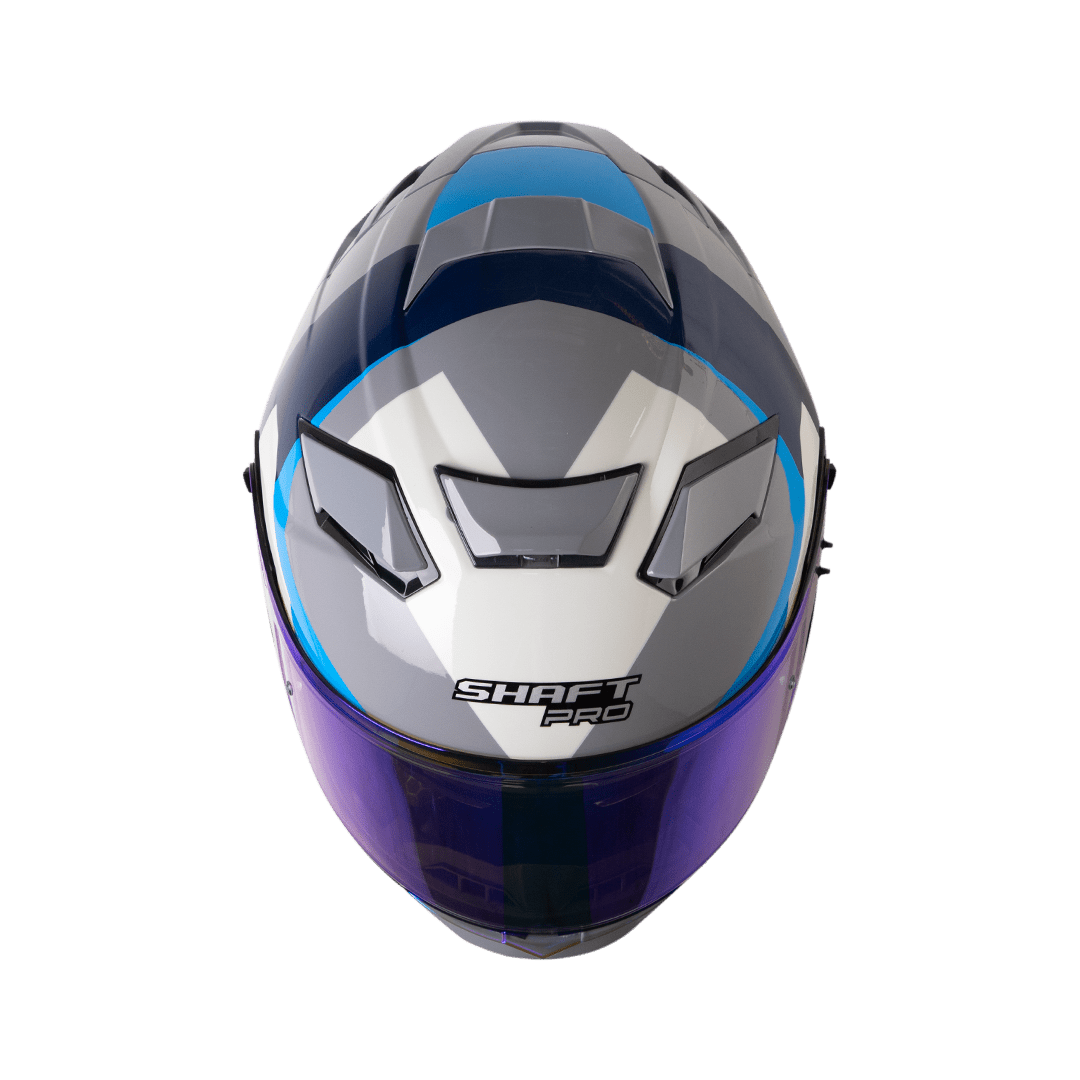 Casco moto shaft pro 606sp flame gr az integral con sun visor