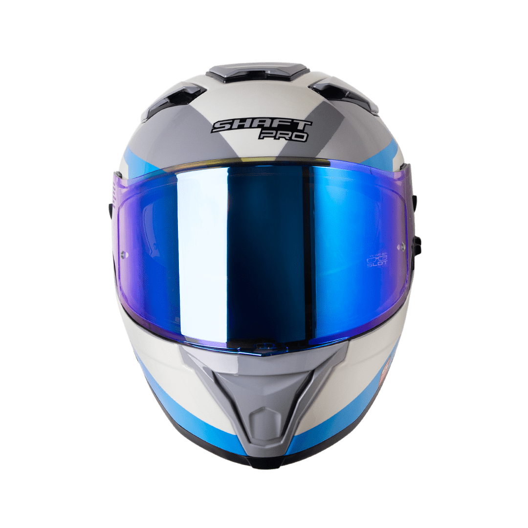 Casco moto shaft pro 606sp flame gr az integral con sun visor