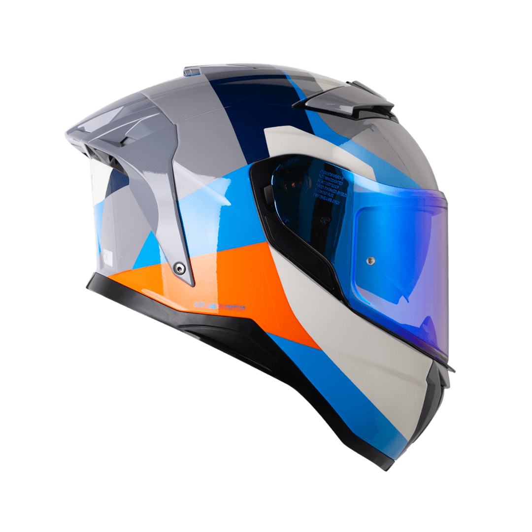 Casco moto shaft pro 606sp flame gr az integral con sun visor
