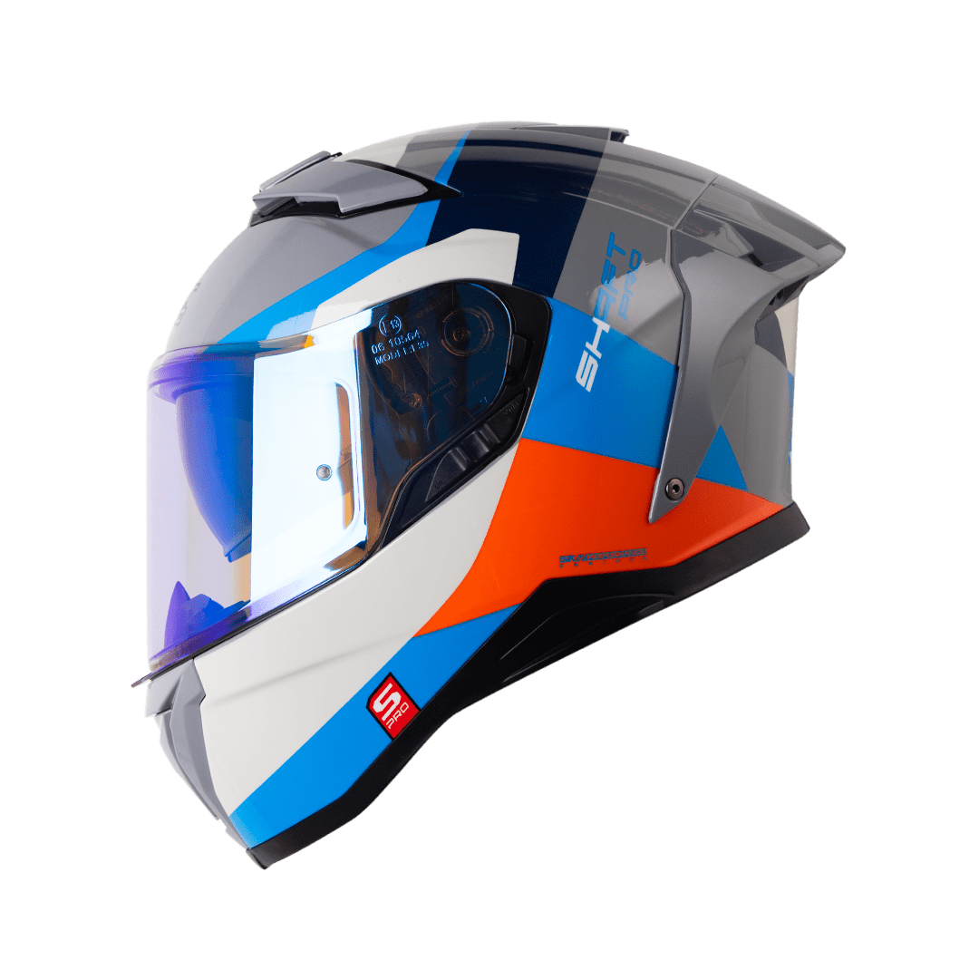 Casco moto shaft pro 606sp flame gr az integral con sun visor