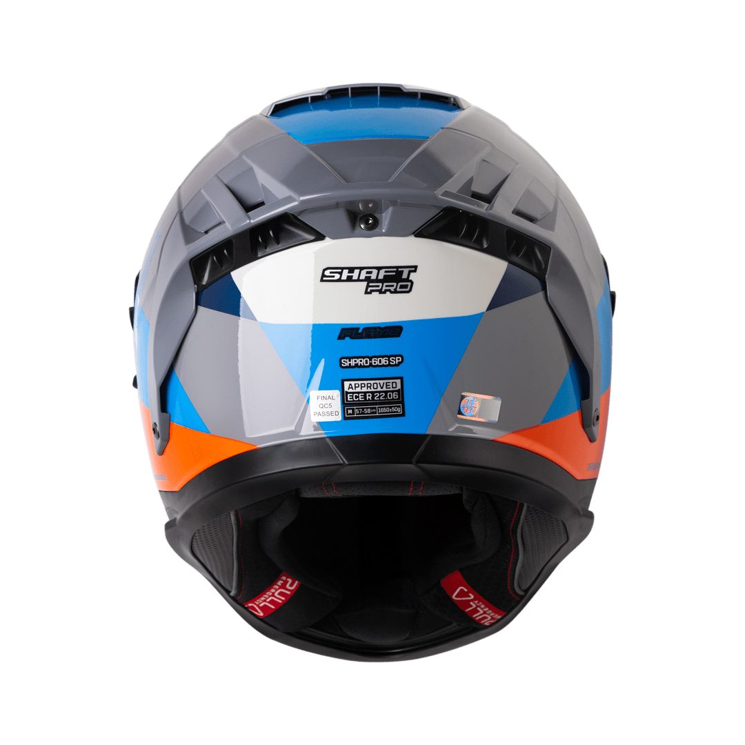 Casco moto shaft pro 606sp flame gr az integral con sun visor