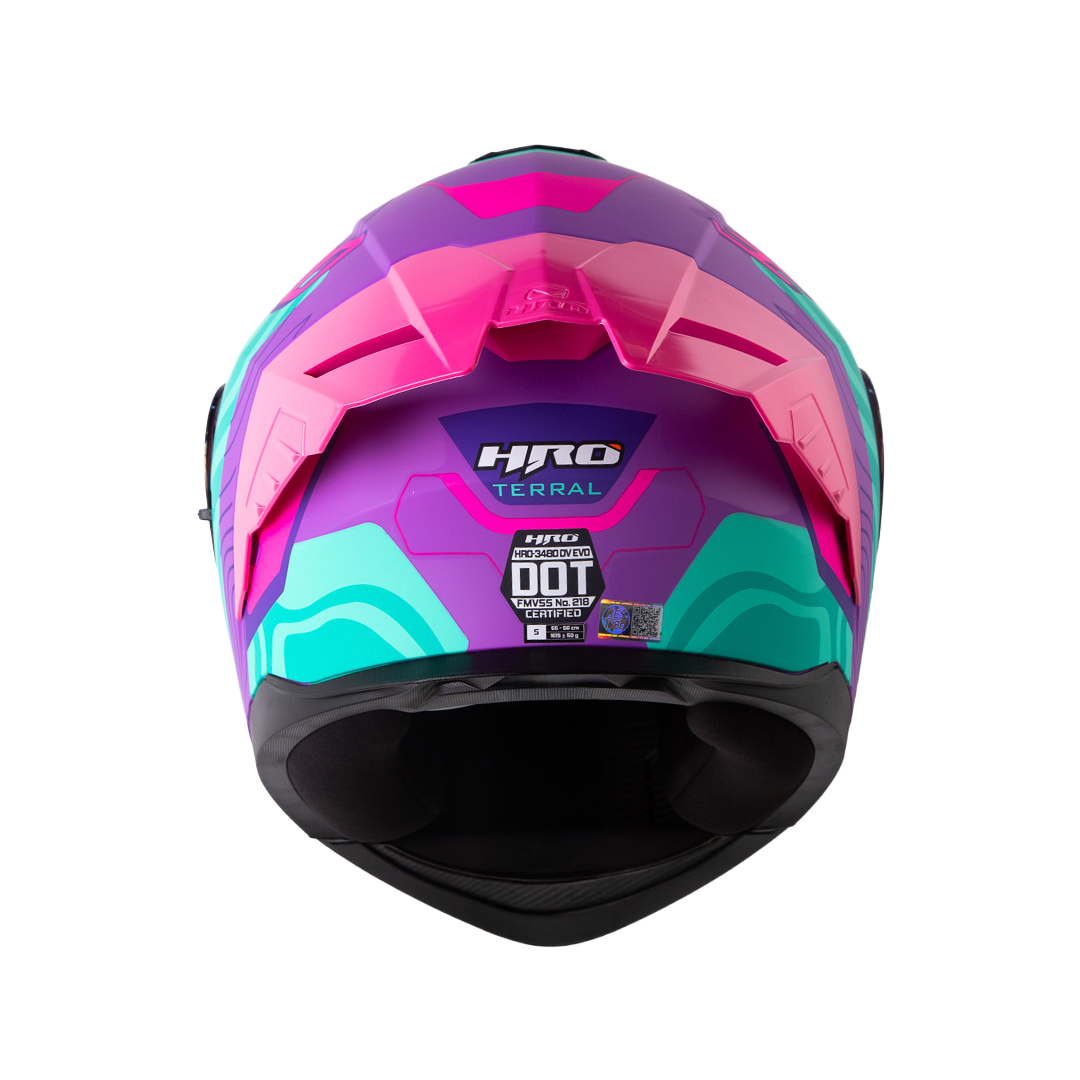 Casco moto hro 3480dv terral mr turq abatible con sun visor dot