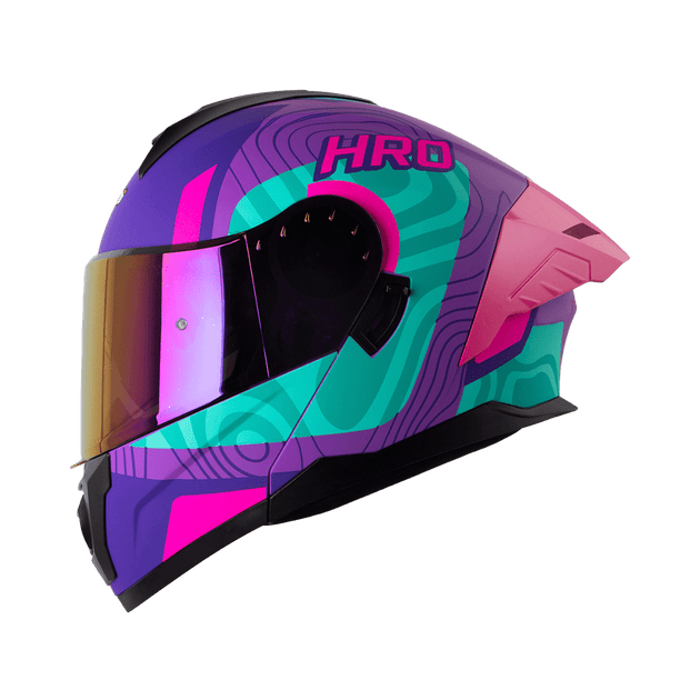 Casco moto hro 3480dv terral mr turq abatible con sun visor dot
