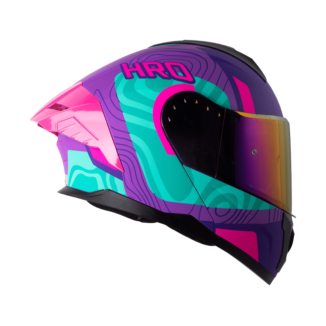Casco moto hro 3480dv terral mr turq abatible con sun visor dot