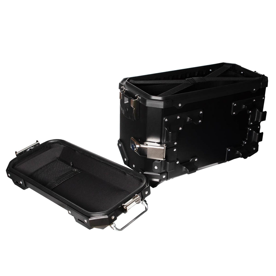 Maletas laterales para moto 4rs v39 v2 aluminio black 72 litros universal desmontables