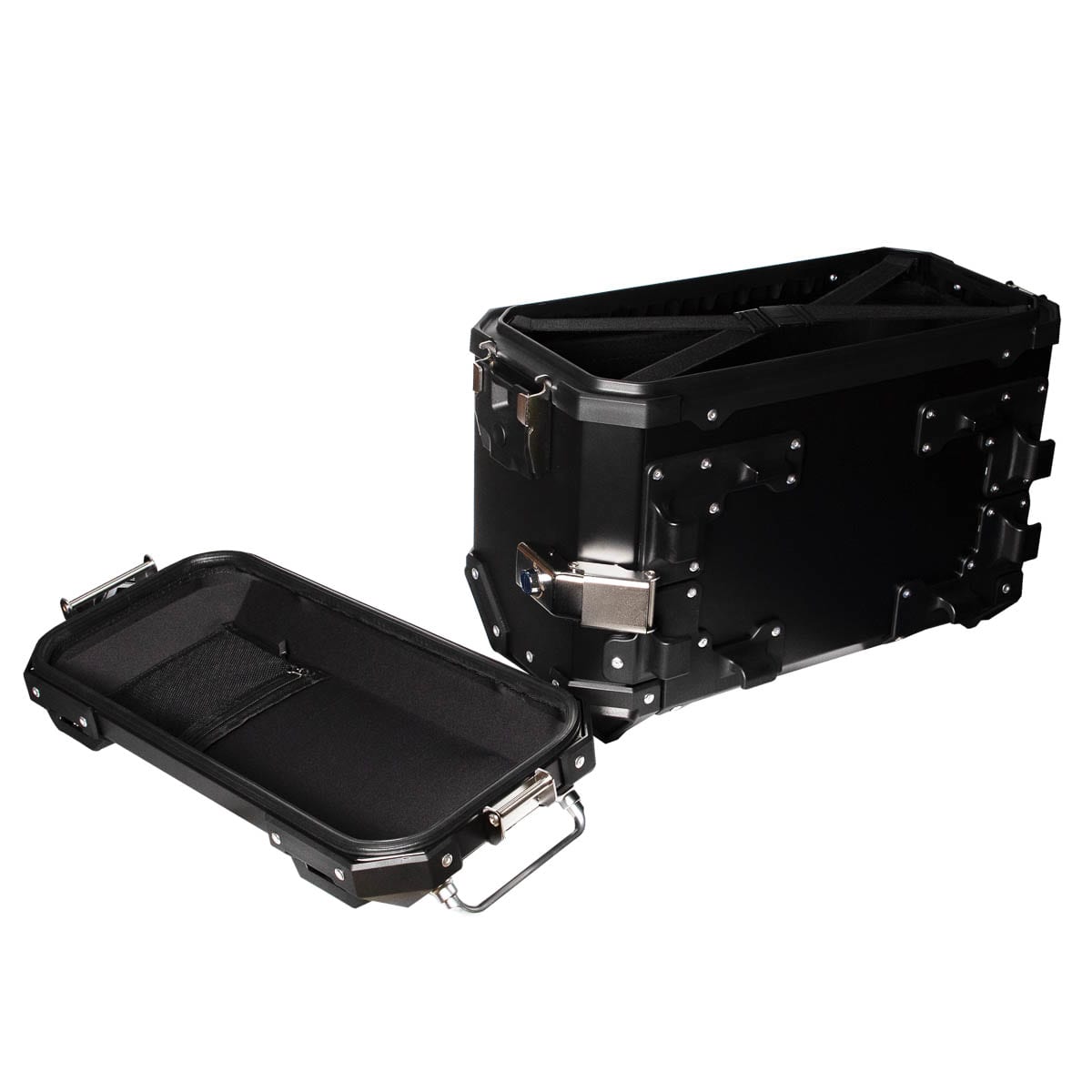 Maletas laterales para moto 4rs v39 v2 aluminio black 72 litros universal desmontables