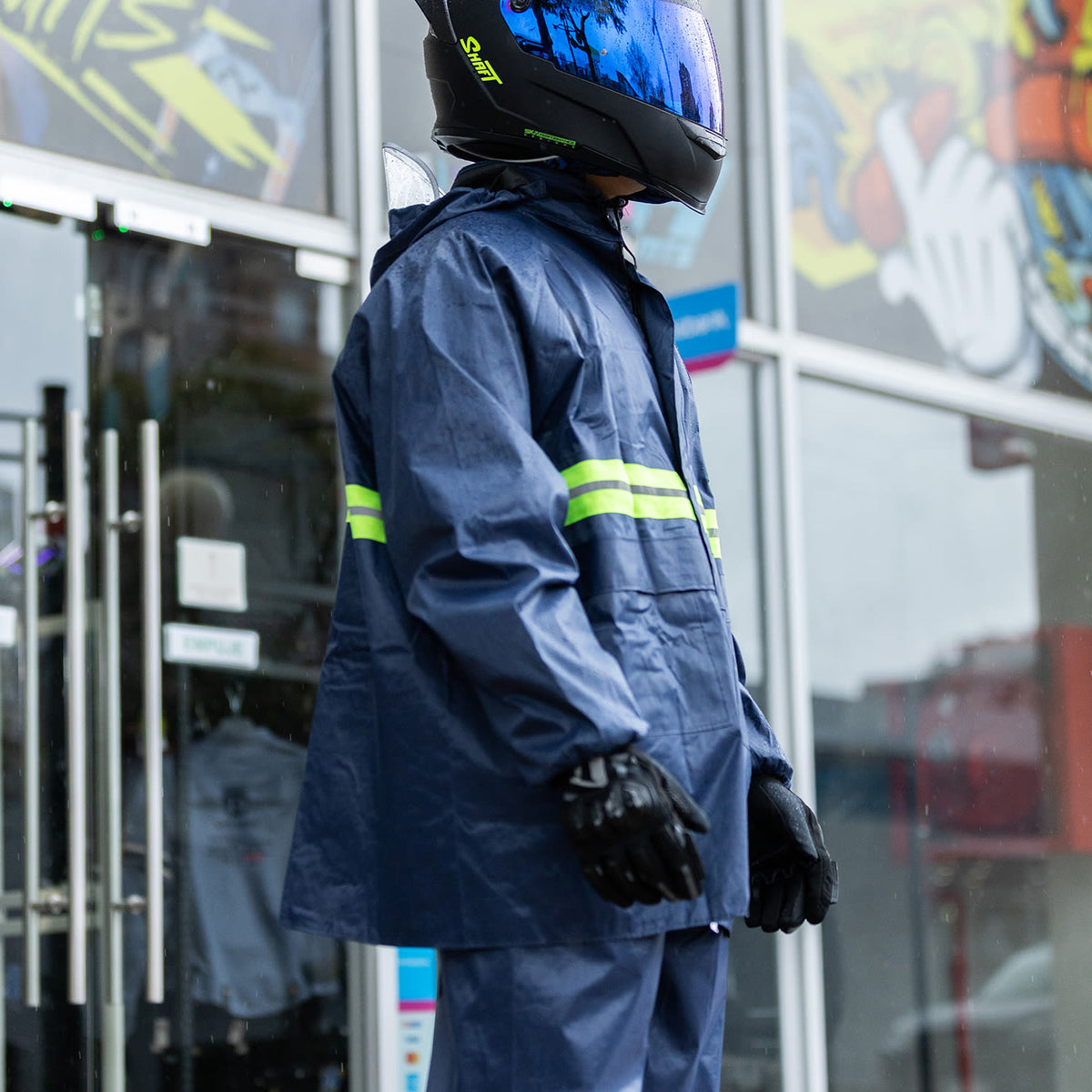 Traje impermeable para moto 2 piezas con capucha