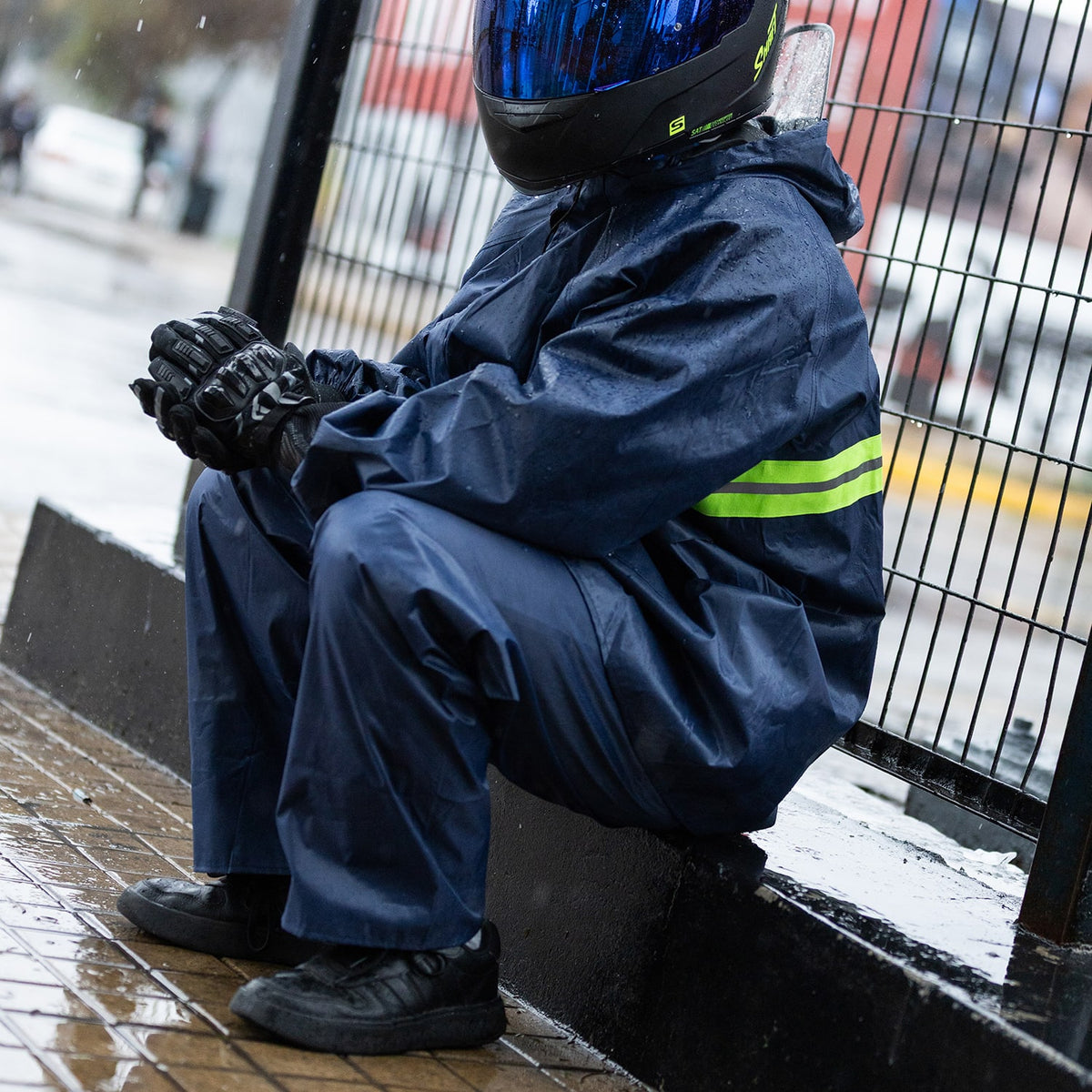 Traje impermeable para moto 2 piezas con capucha