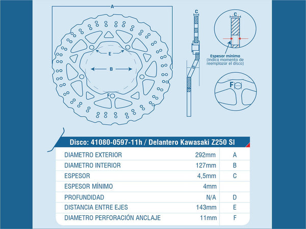 DISCO FRENO DEL KAWASAKI (GRIS) NINJA-250RR / NINJA-300  / ER-300 / EX-250 / EX-300 / Z-250SL / Z-300 / KAWASAKI MOTOS