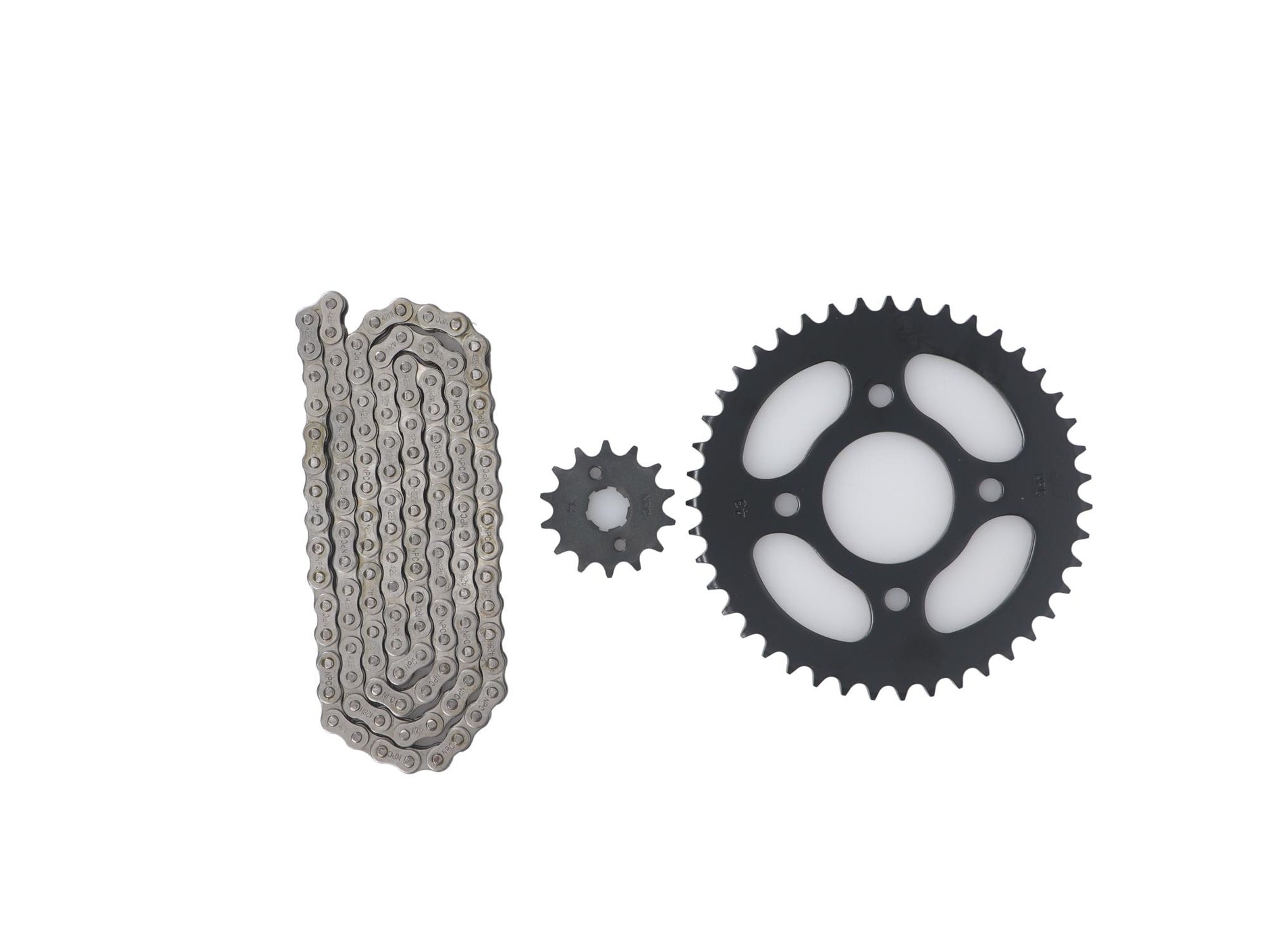 KIT TRANSMISION CHINA (14/43) (428H-120) PERNO CATALINA 10.5MM/CANTIDAD PERNOS CATALINA 4/DISTANCIA PERNO-PERNO CATALINA 63.5MM/ESTRIA INTERNA PIÃON 18.25MM/ / MOTO CHINA