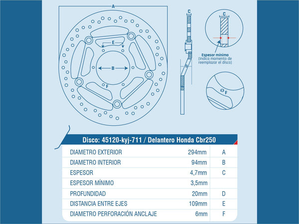 DISCO FRENO DEL HONDA CBR-250 / CBR-300 / HONDA
