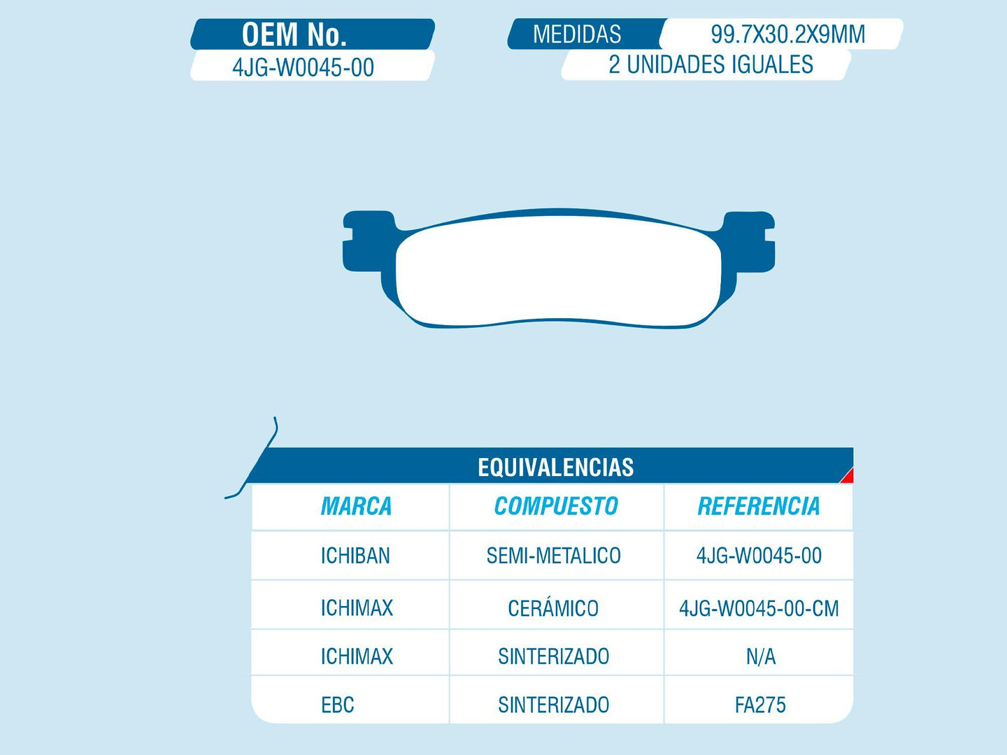 PASTILLA CERAMICA DEL YAMAHA DT125 99/ XT 225 // LIFAN LF 110-16 / LF 125-29 / UNIVERSAL