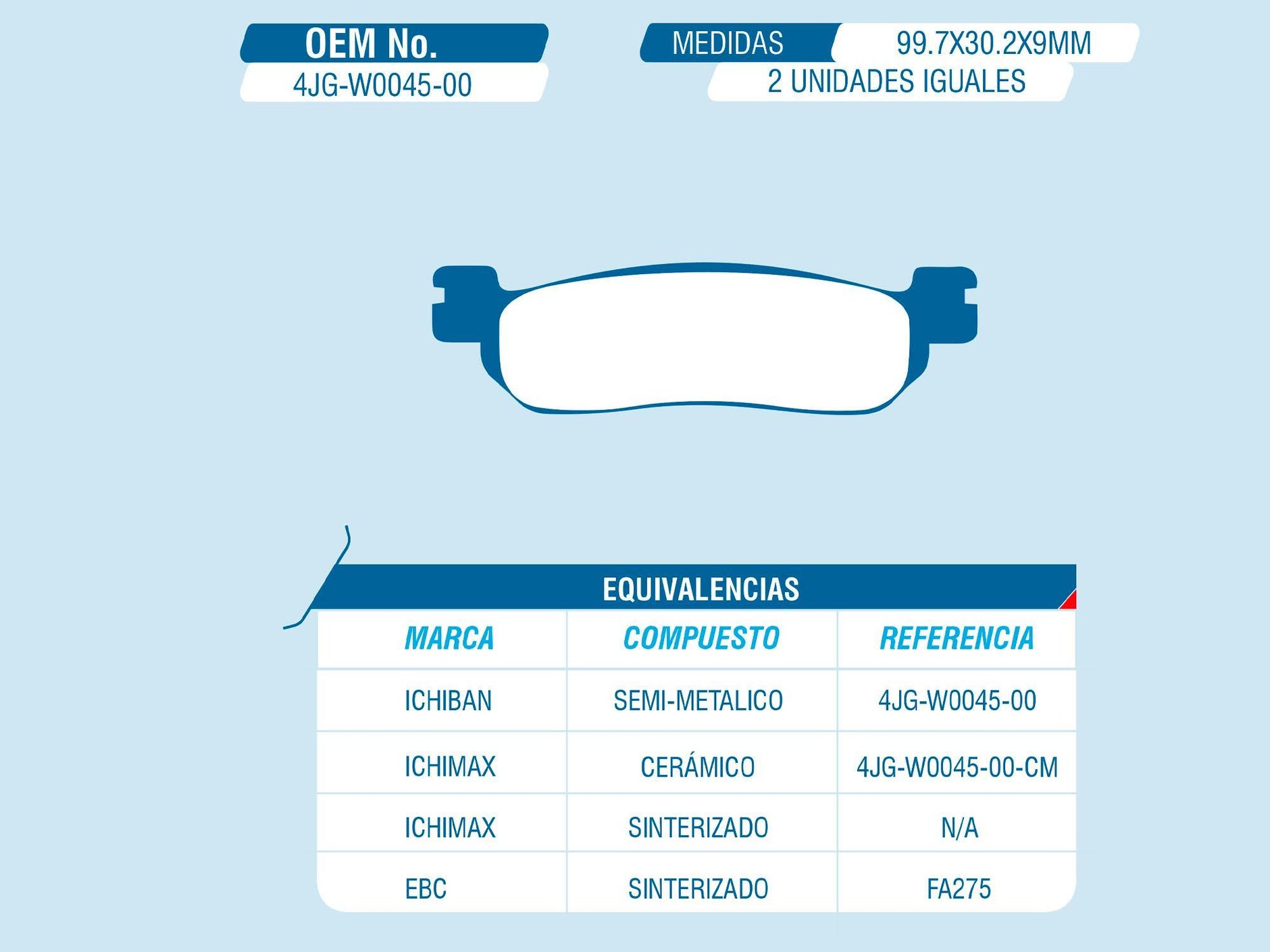PASTILLA CERAMICA DEL YAMAHA DT125 99/ XT 225 // LIFAN LF 110-16 / LF 125-29 / UNIVERSAL