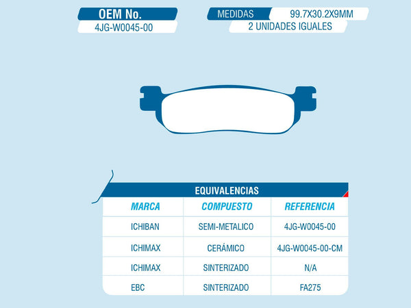 PASTILLA CERAMICA DEL YAMAHA DT125 99/ XT 225 // LIFAN LF 110-16 / LF 125-29 / UNIVERSAL