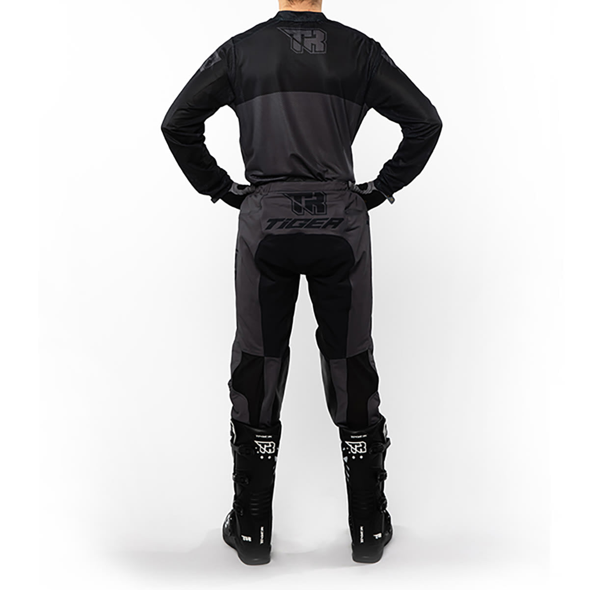 Traje para moto tiger tacing tr 5.5s gris/negro motocross enduro