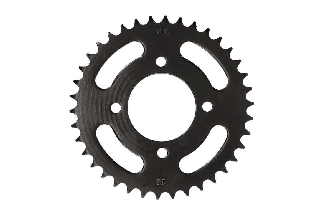 KIT TRANSMISION KINLON JL-125-7 // EUROMOT HJ125-7 (15/38) (428H-120) CENTRO CATALINA 58MM/PERNOS CATALINA 8.5MM/ CANTIDAD PERNOS CATALINA 4/DISTANCIA PERNO-PERNO CATALINA 55MM / UNIVERSAL