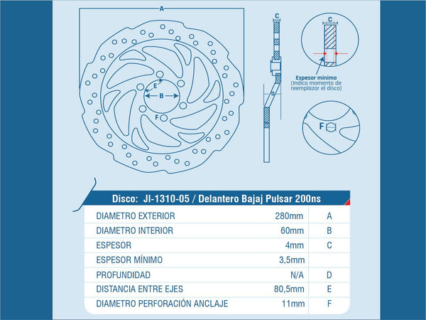 DISCO FRENO DEL BAJAJ PULSAR-200NS / PULSAR-200RS / UNIVERSAL