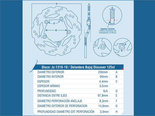 DISCO FRENO DEL BAJAJ DISCOVER-125ST / UNIVERSAL