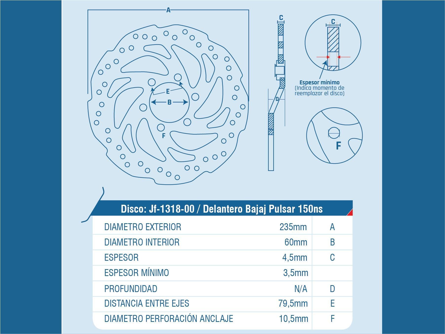DISCO FRENO DEL BAJAJ PULSAR-150NS (DEL) / PULSAR-160NS / UNIVERSAL