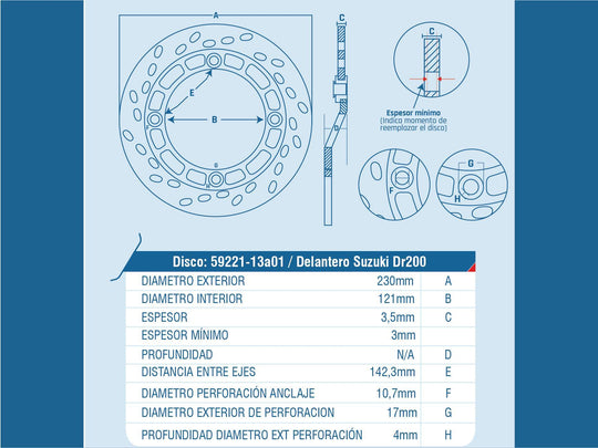 DISCO FRENO DEL SUZUKI DR-125 / DR-200 / EUROMOT GXT-200 / SUZUKI