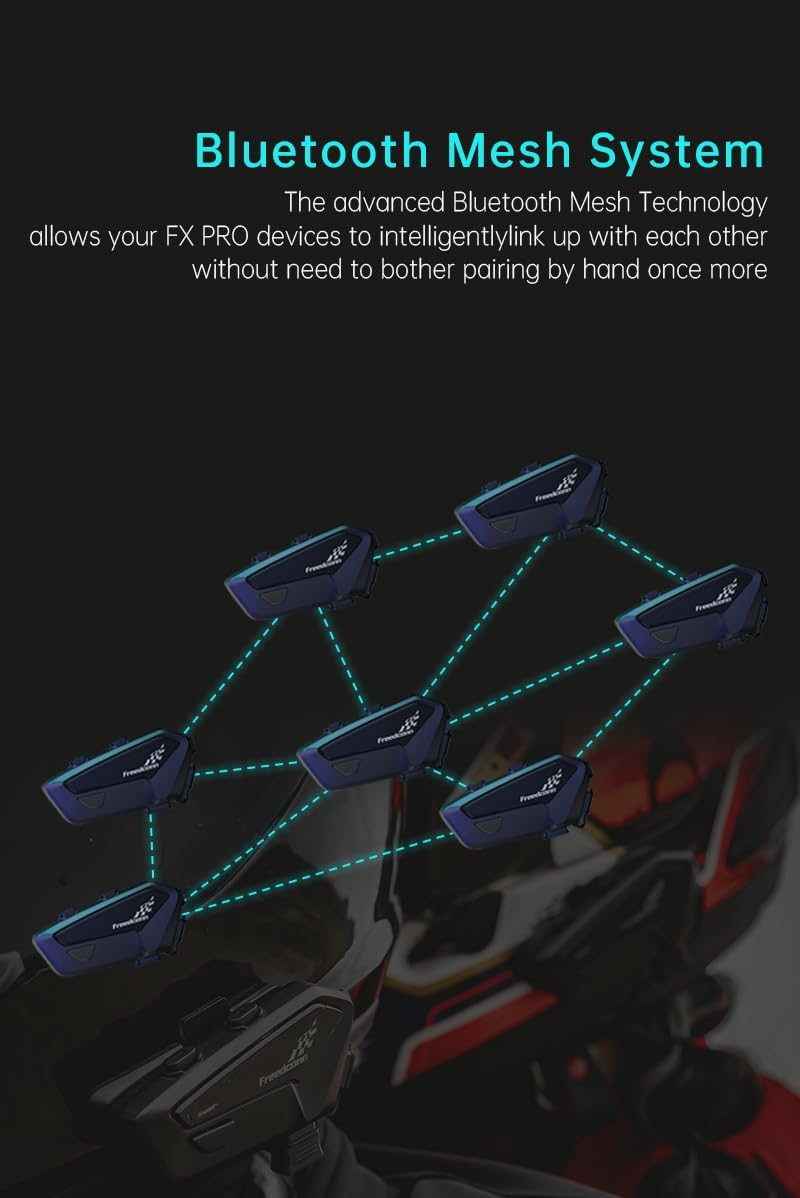 Manos libres freedconn FX pro para casco moto IP67 intercomunicador mesh 6 vías