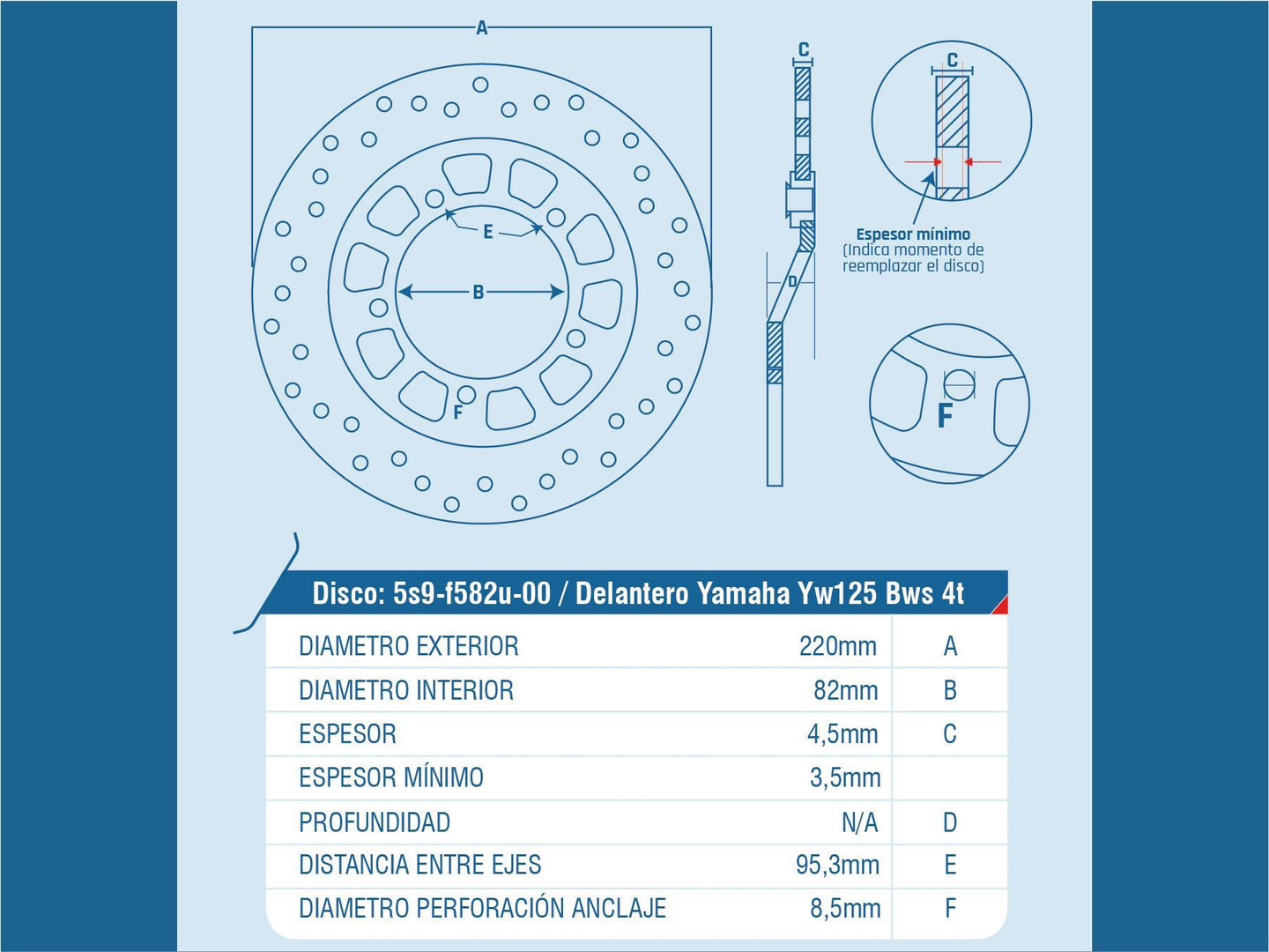 DISCO FRENO DEL YAMAHA BWS-125 / YW-125 / UNIVERSAL