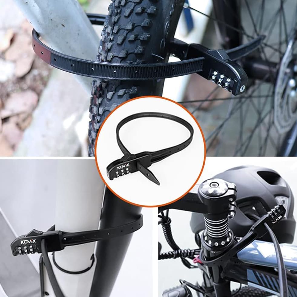 Amarra zip-tie tipo cadena kovix kztl con clave seguridad para bicicleta