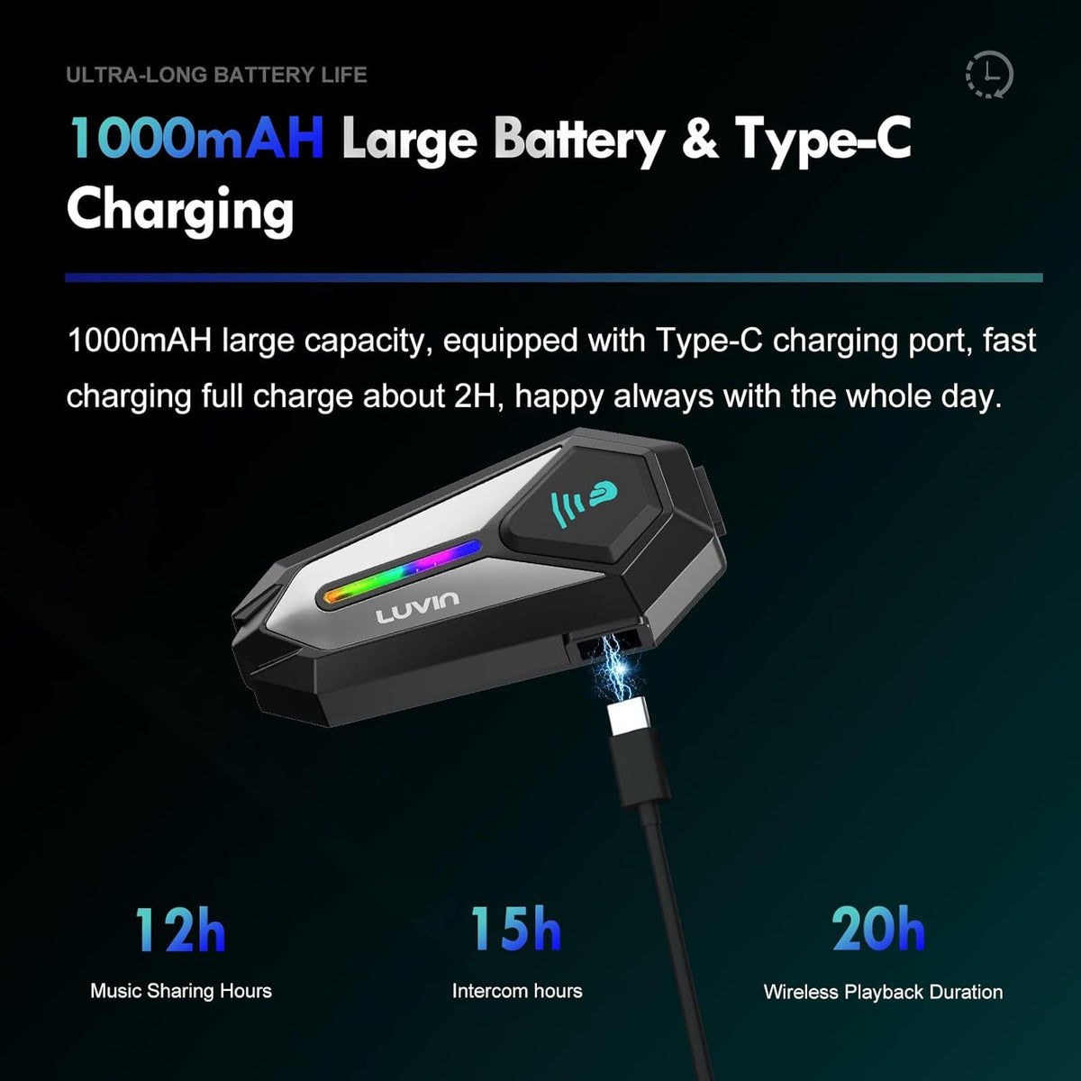 Manos libres para casco moto luvin galaxy8 intercomunicador
