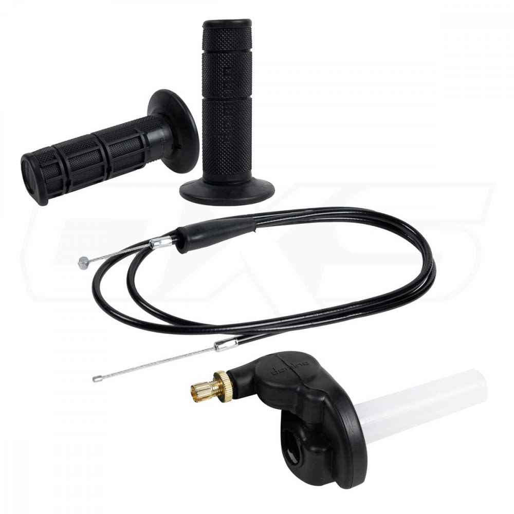 Set de puños para moto con carro de acelerador y piola dom