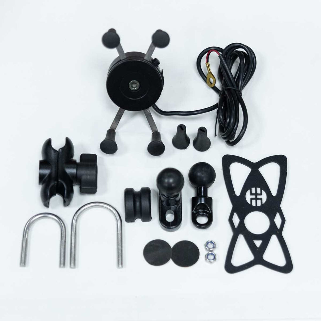 Soporte celular moxi con cargador usb para moto base espejo y volante