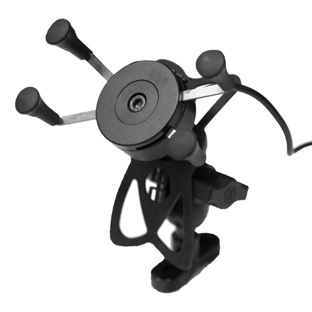 Soporte celular moxi con cargador usb para moto base espejo y volante