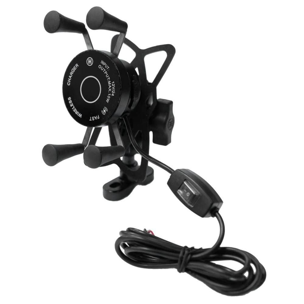 Soporte para celular moto moxi con carga inalambrica y usb base para espejos o tornillos