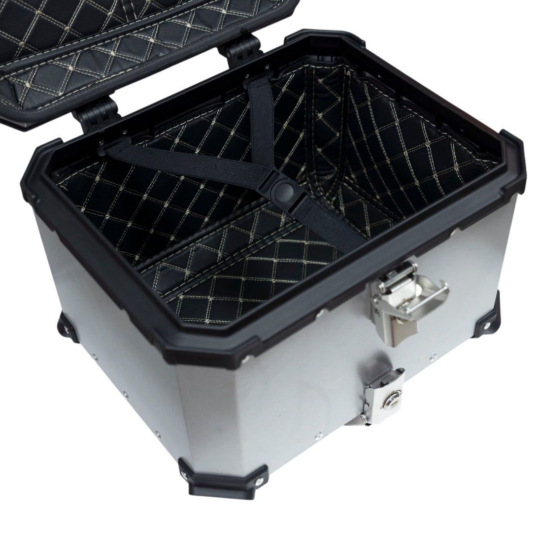 Maleta moto top case 4rs e702 45 litros aluminio silver desmontable