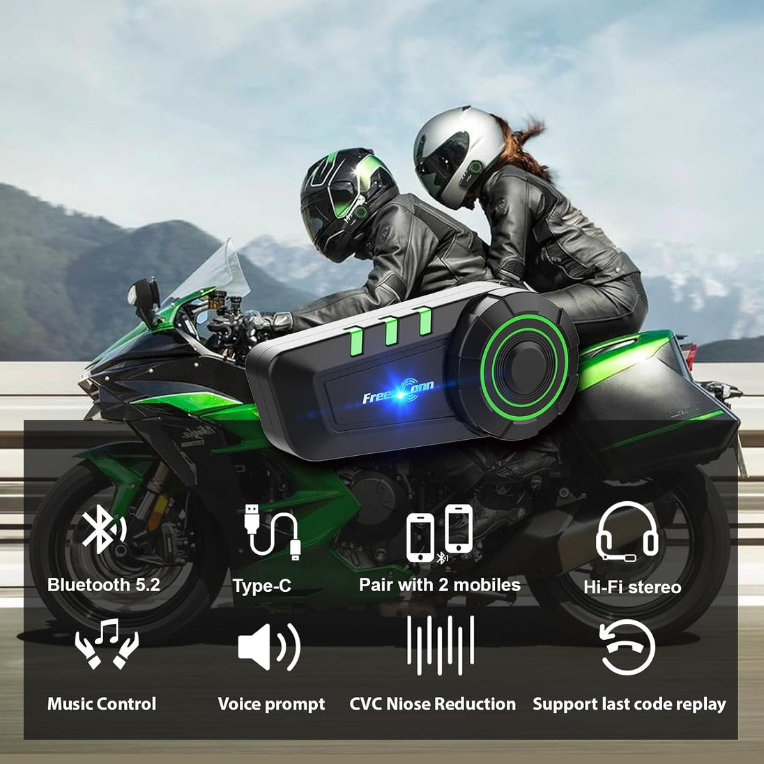 Manos libres bluetooth freedconn ky para casco moto bt 5.2