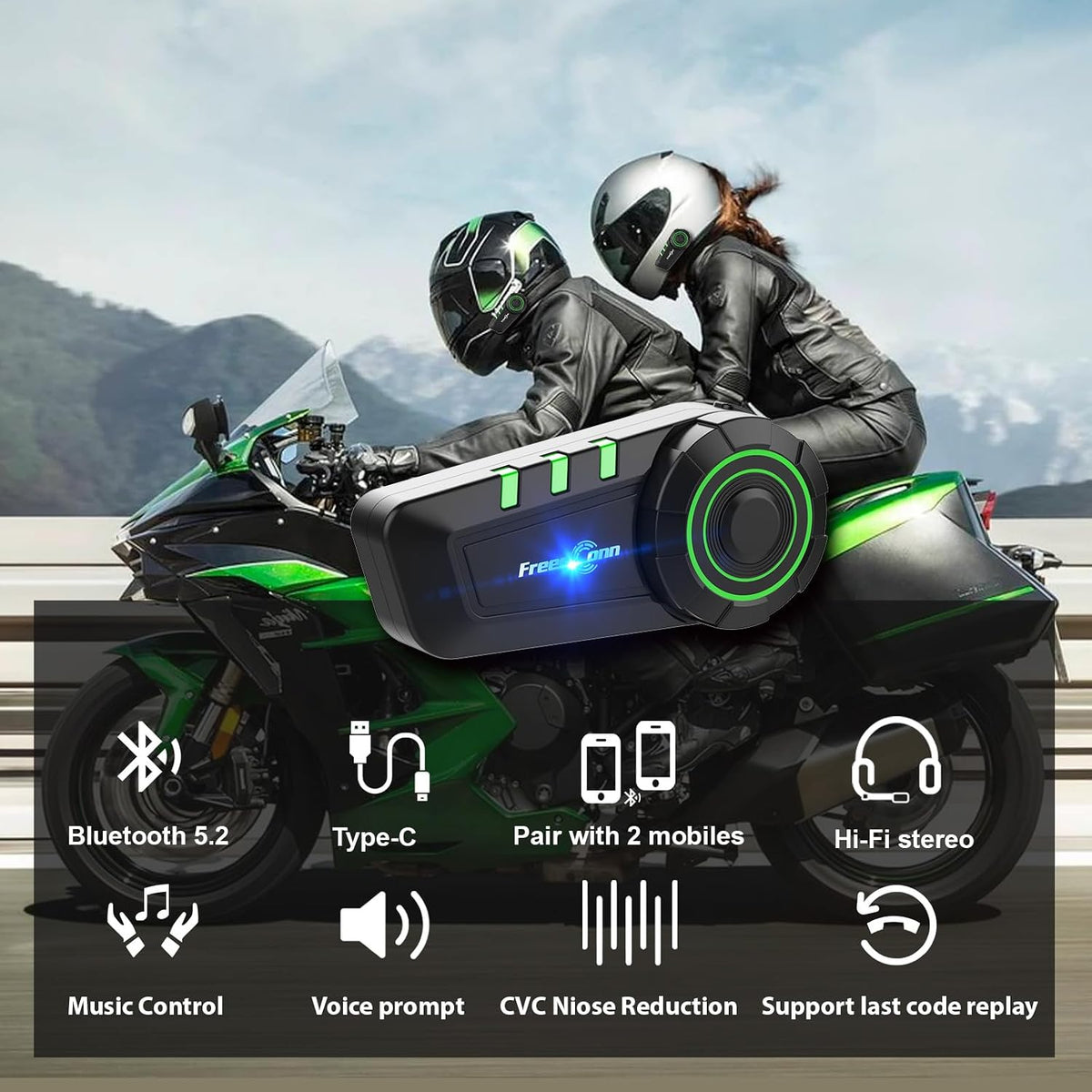Manos libres bluetooth freedconn ky para casco moto bt 5.2