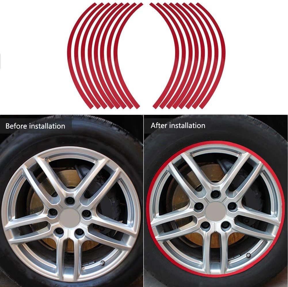 Set de adhesivos para llanta moto y auto aro 16 a 19 reflectante colores