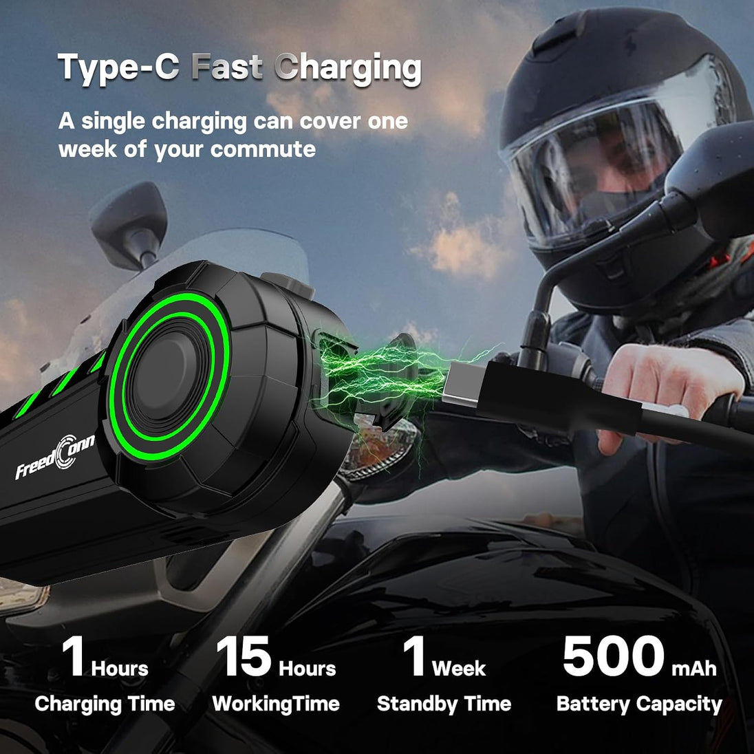 Manos libres bluetooth freedconn ky para casco moto bt 5.2