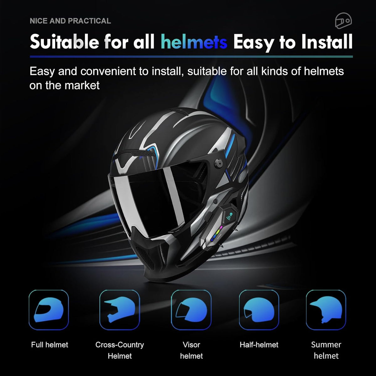 Manos libres para casco moto luvin galaxy8 intercomunicador