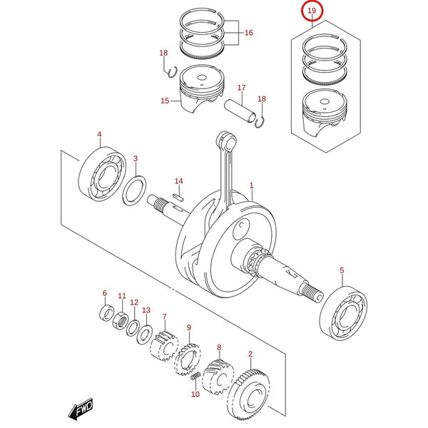 Ilustración de despiece Suzuki 12100-34J20-050