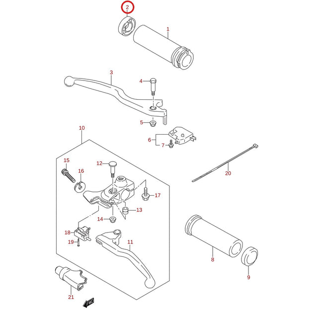 Ilustración de despiece Suzuki 57216-38A00