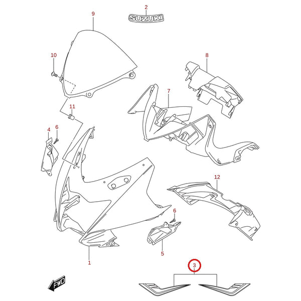 Ilustración de despiece Suzuki 68280-34J40-BSG