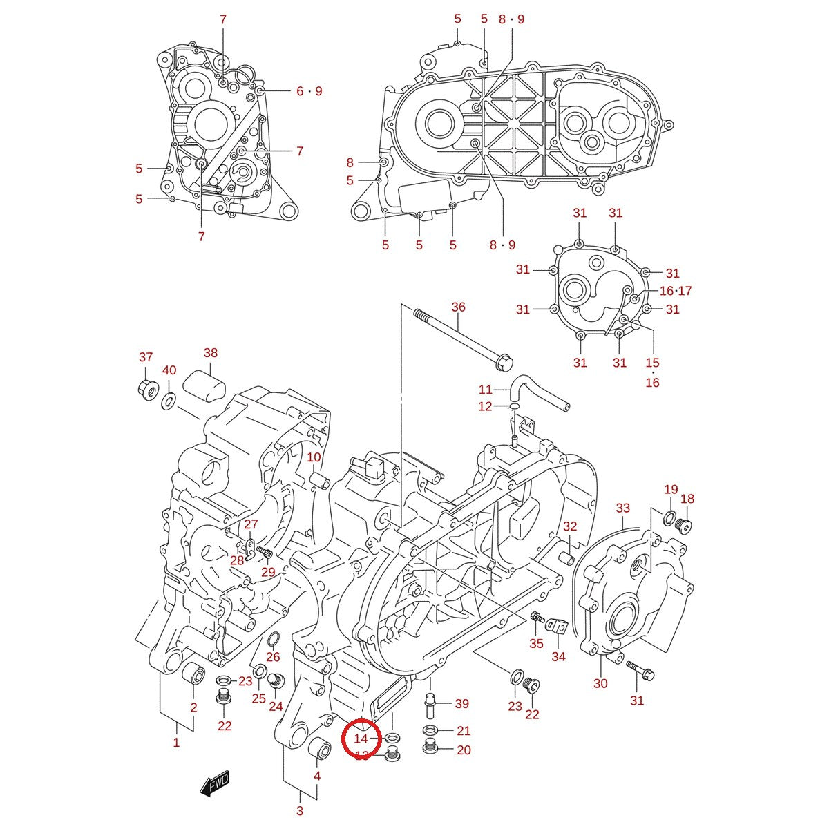 Ilustración de despiece Suzuki 09168-14002