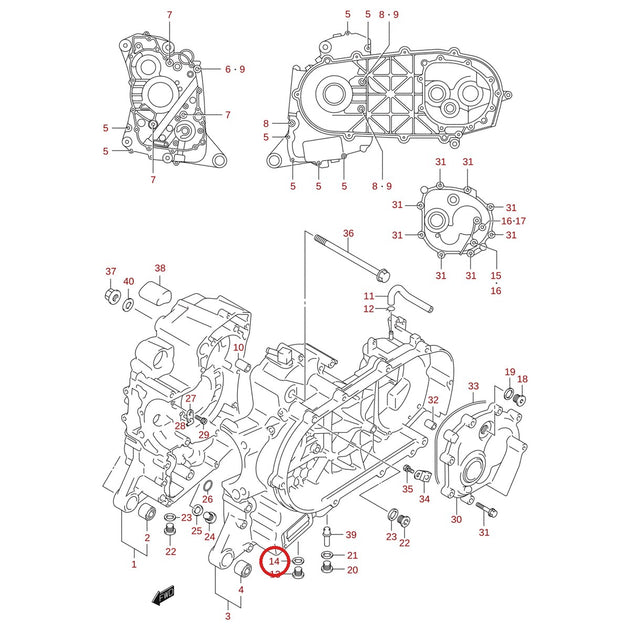 Ilustración de despiece Suzuki 09168-14002