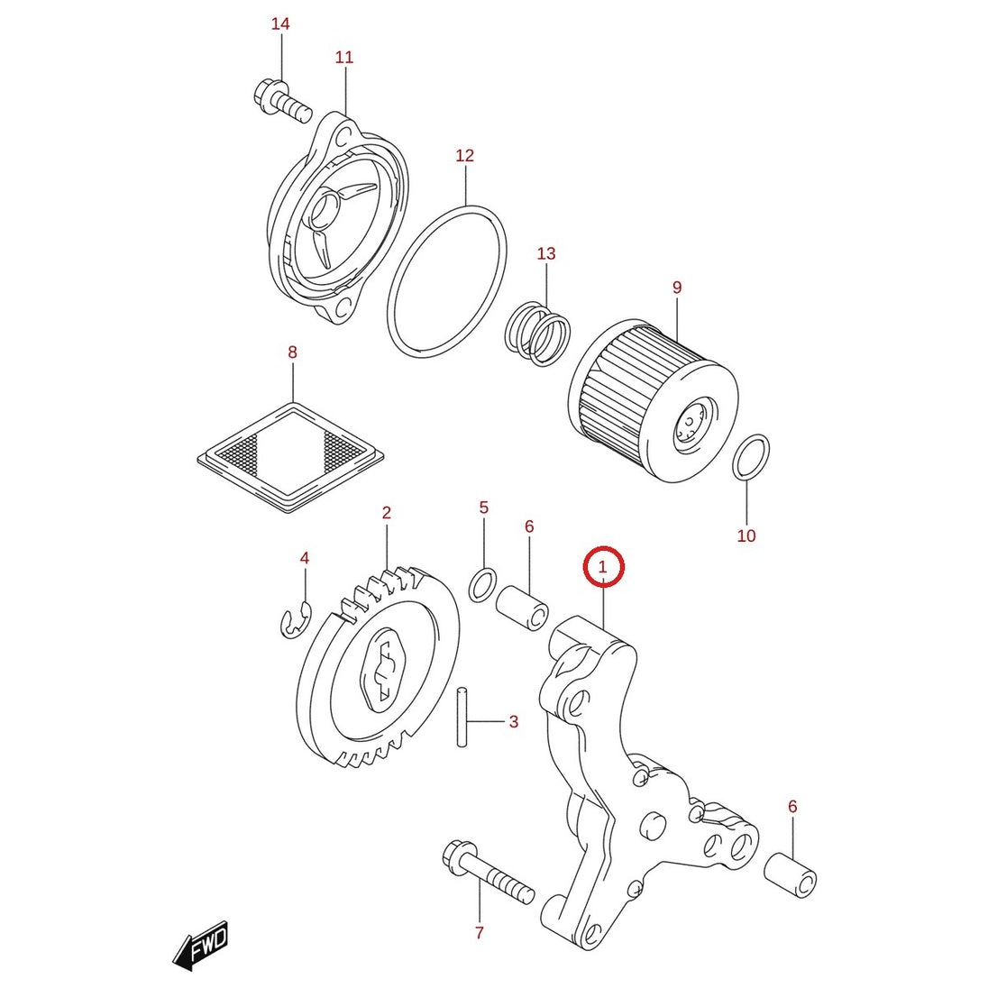 Ilustración de despiece Suzuki 16400-34J00