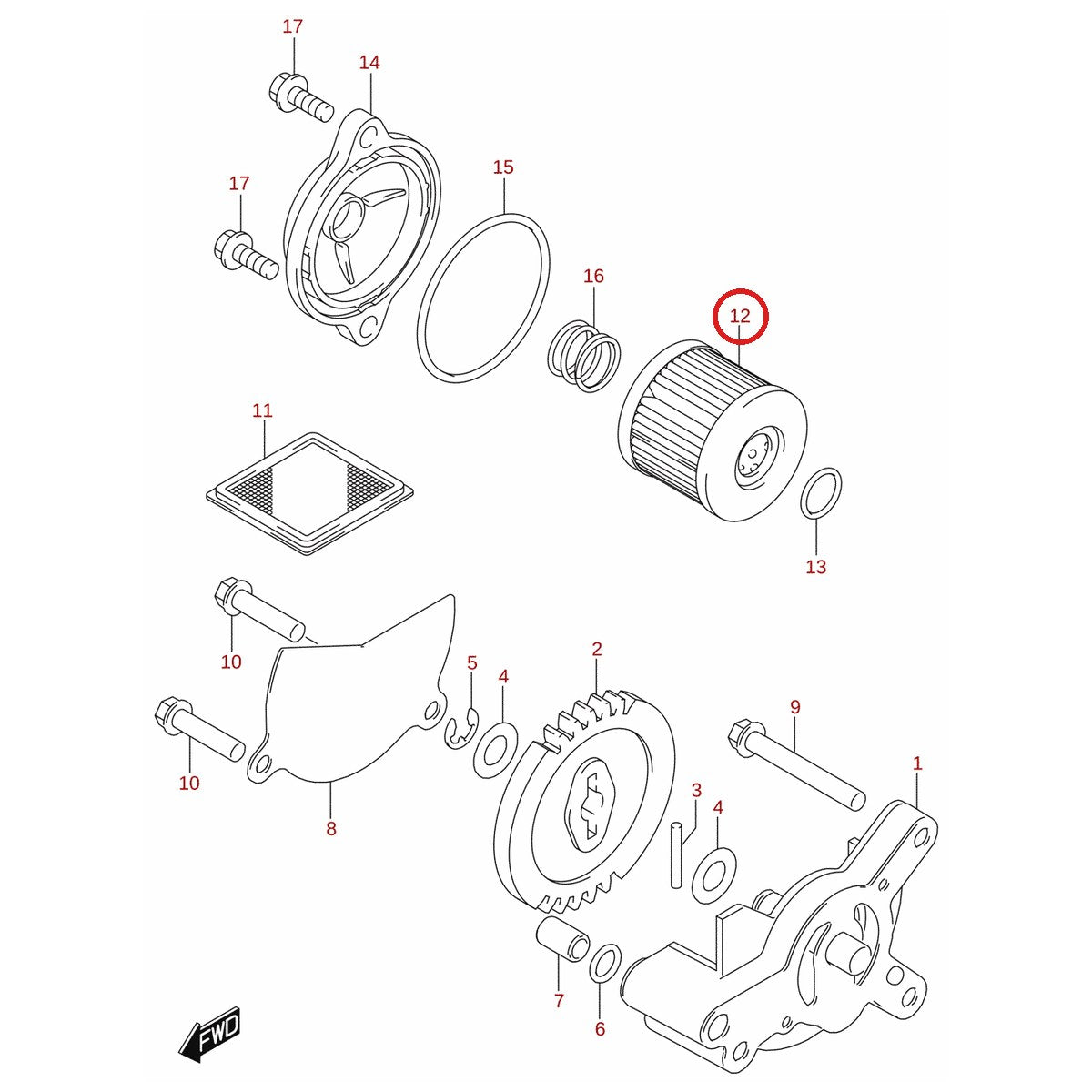 Ilustración de despiece Suzuki 16510-33G10