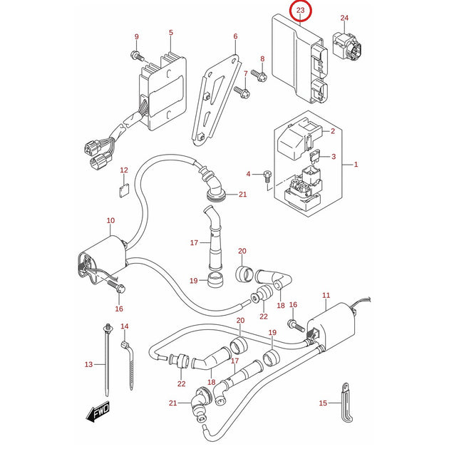 Ilustración de despiece Suzuki 32900-28810